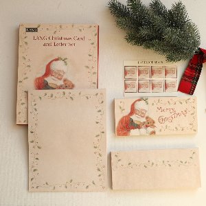 [LANG]크리스마스카드세트(편지지,카드,봉투,스티커) - Holly Santa