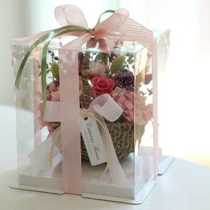 [카타리나플라워]시들지않는 프리저브드 내츄럴 장미 꽃바구니 선물